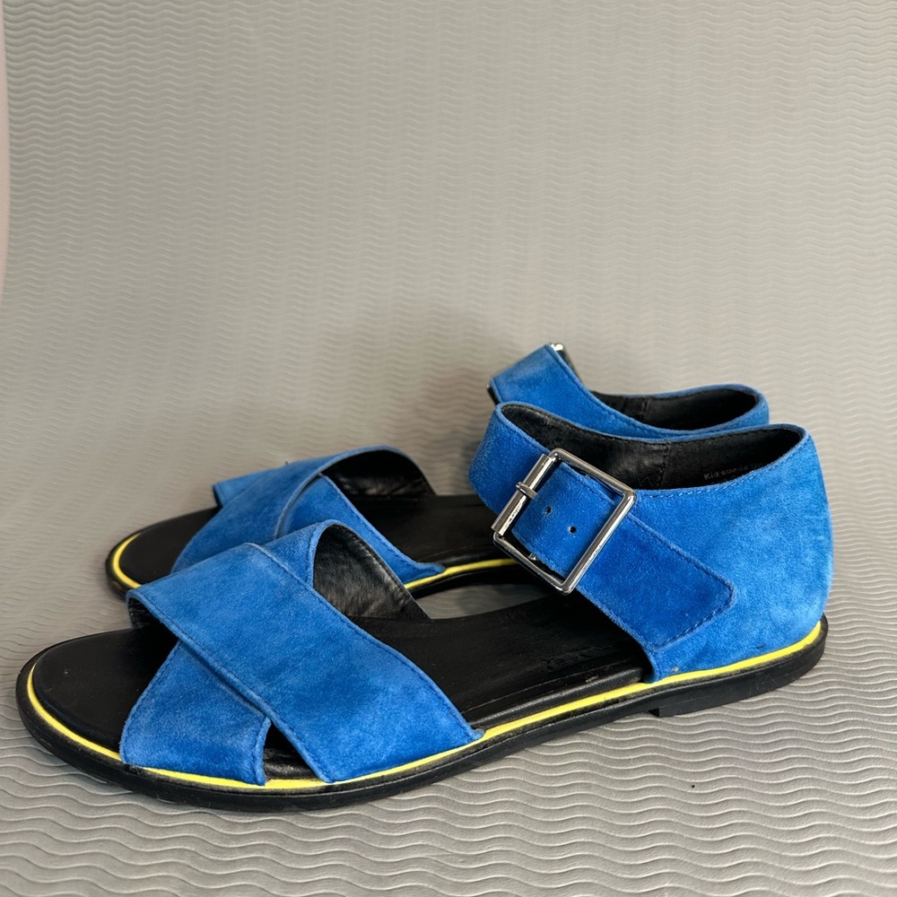 SHELLYS LONDON Blue Suede Sandals with Buckle